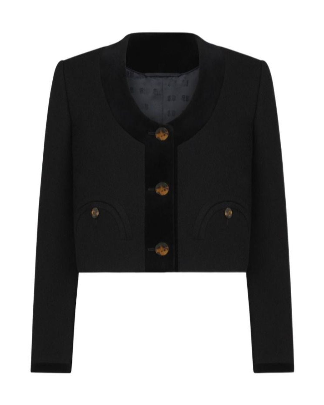 Blazé Milano Black Ropped Cotton Velvet-Trimmed Viscose Jacket