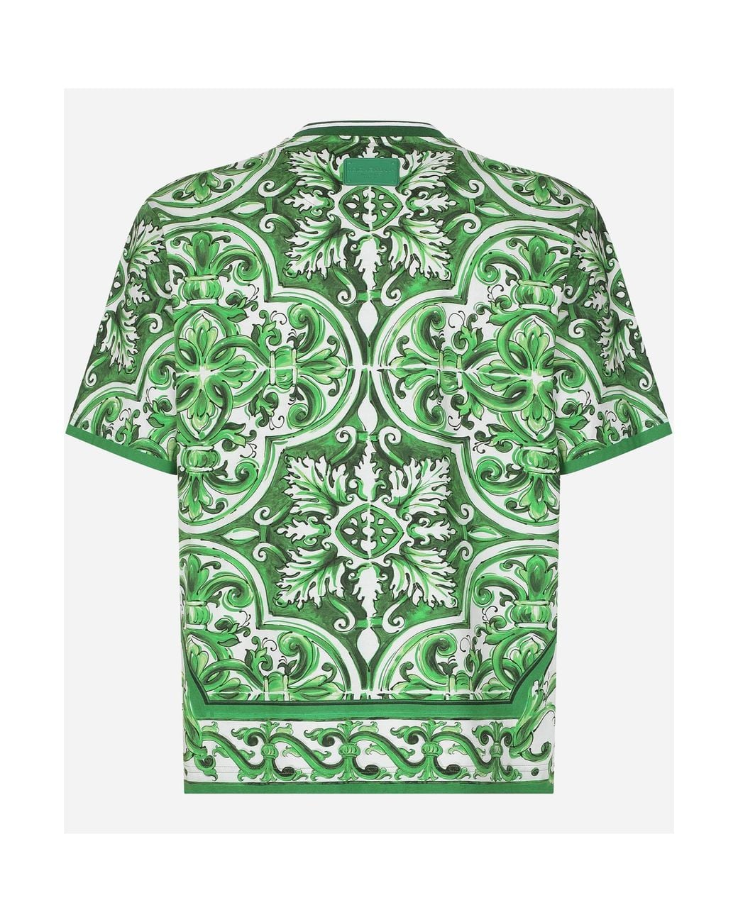 Dolce & Gabbana Green Majolica Printed Crewneck T-Shirt for men