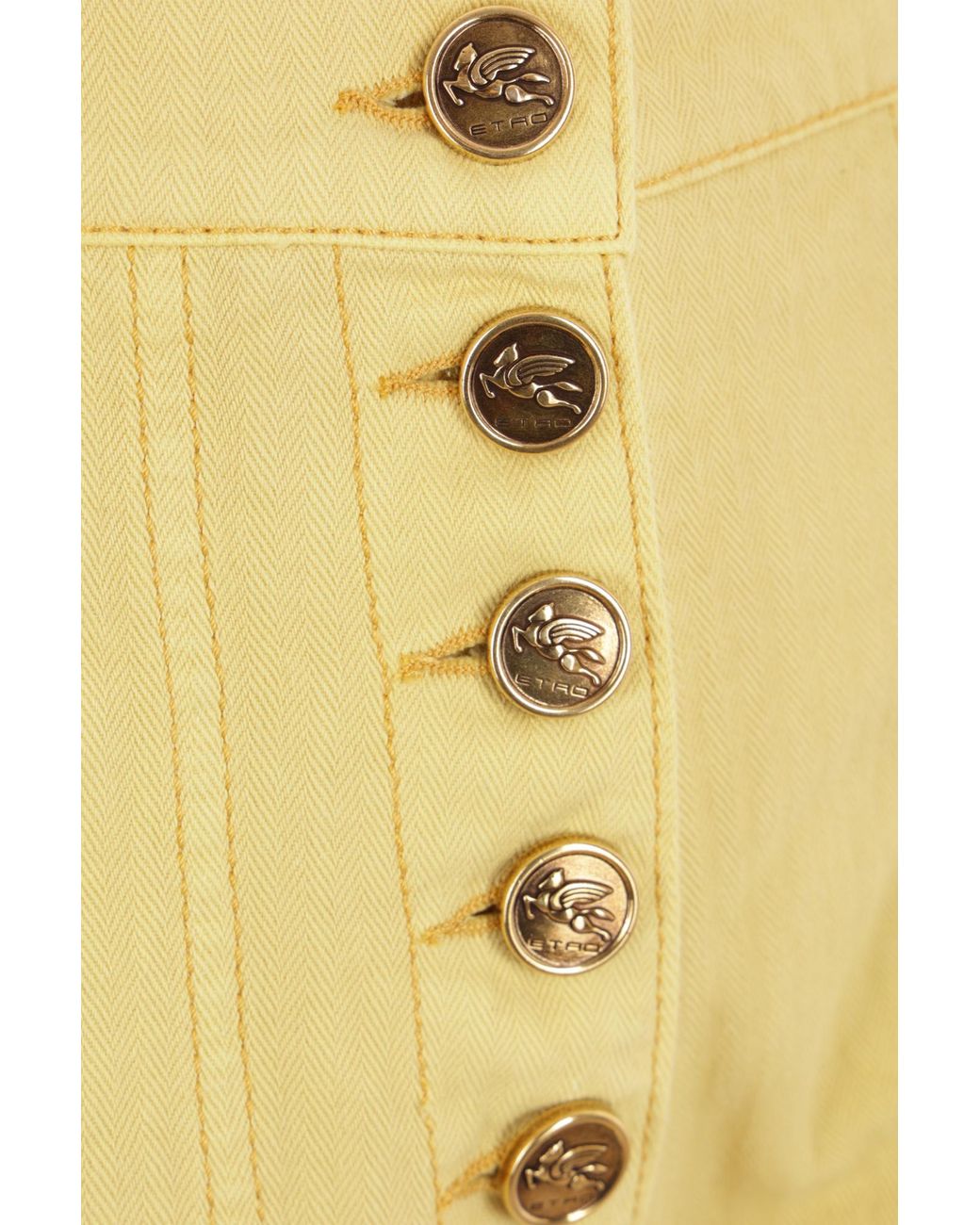 Etro Yellow Pegaso Embroidered Flared Trousers