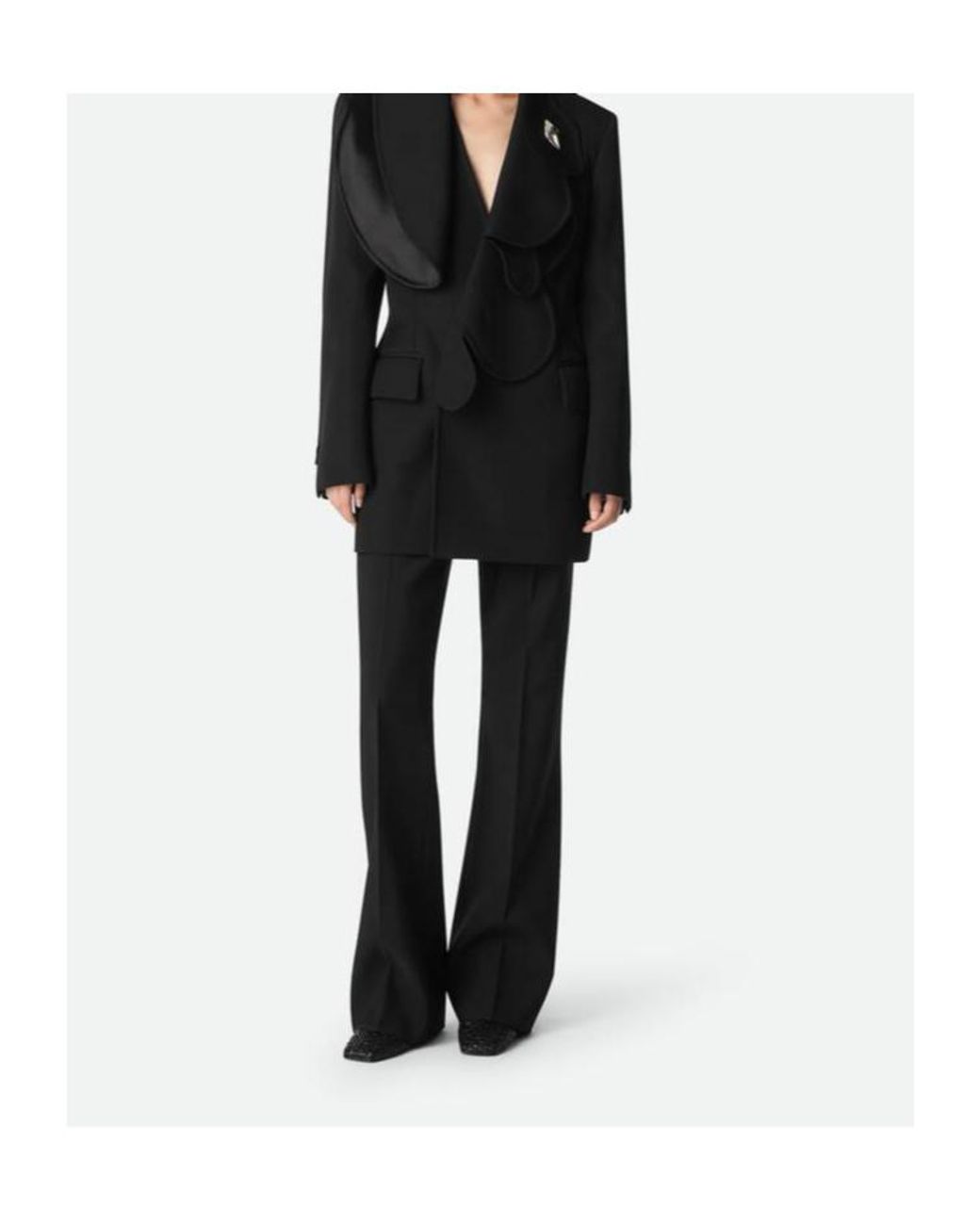 Bottega Veneta Black Light Wool Flared Trousers