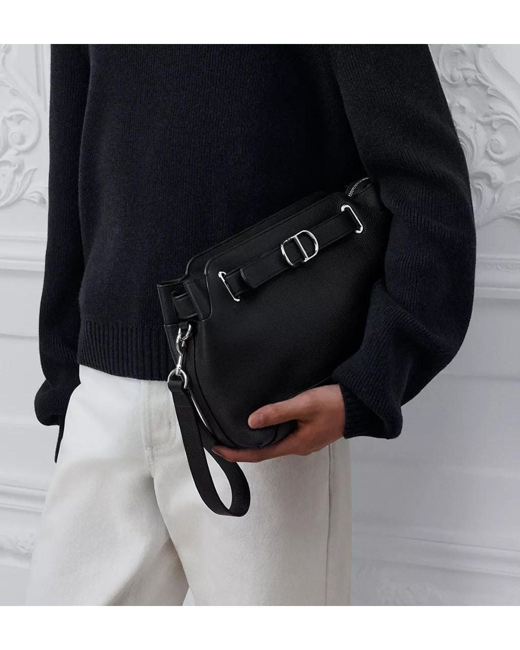 Dior Black Normandie A5 Triangle Pouch for men