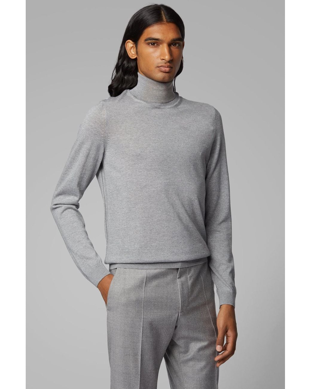 Boss Gray Turtle Neck Jumper for men