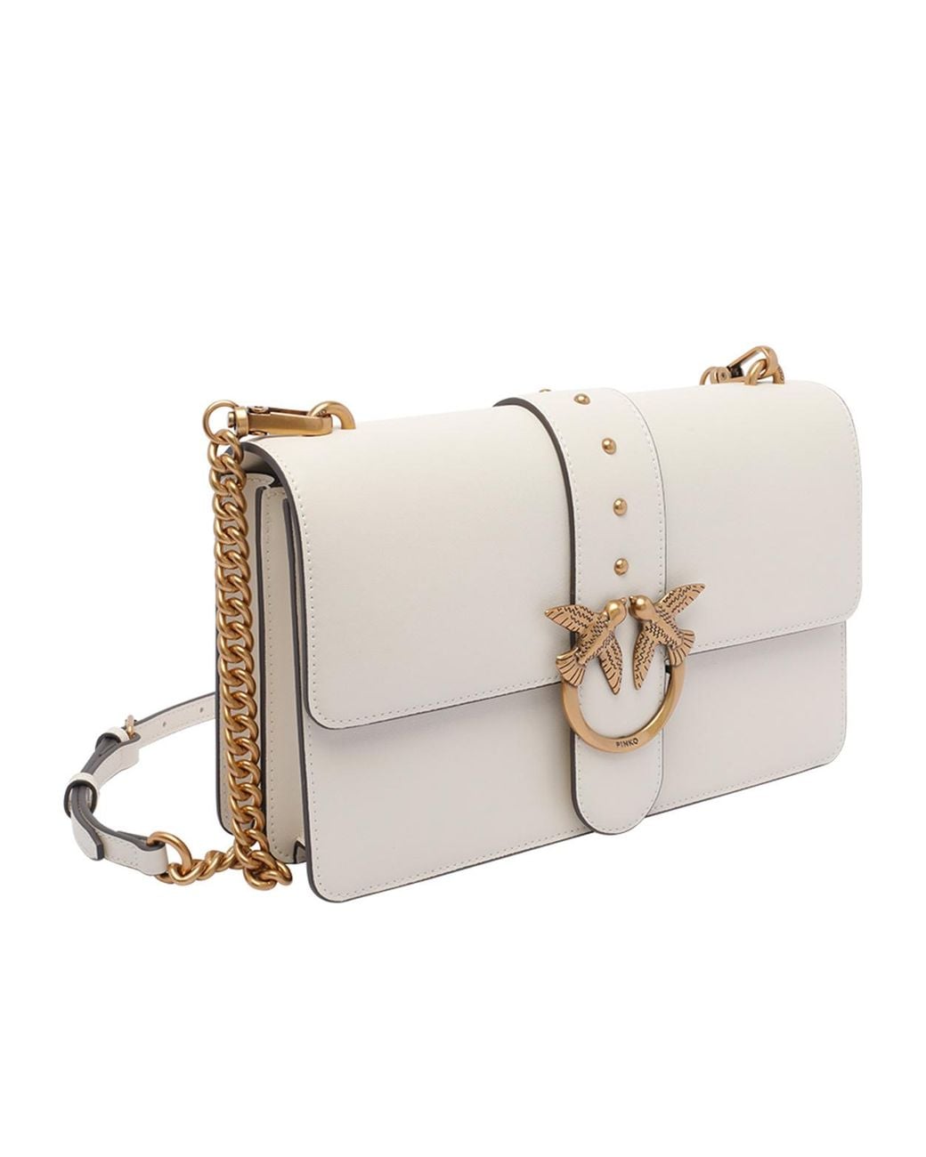 Pinko Natural Logo Plaque Chain Linked Crossbody Bag