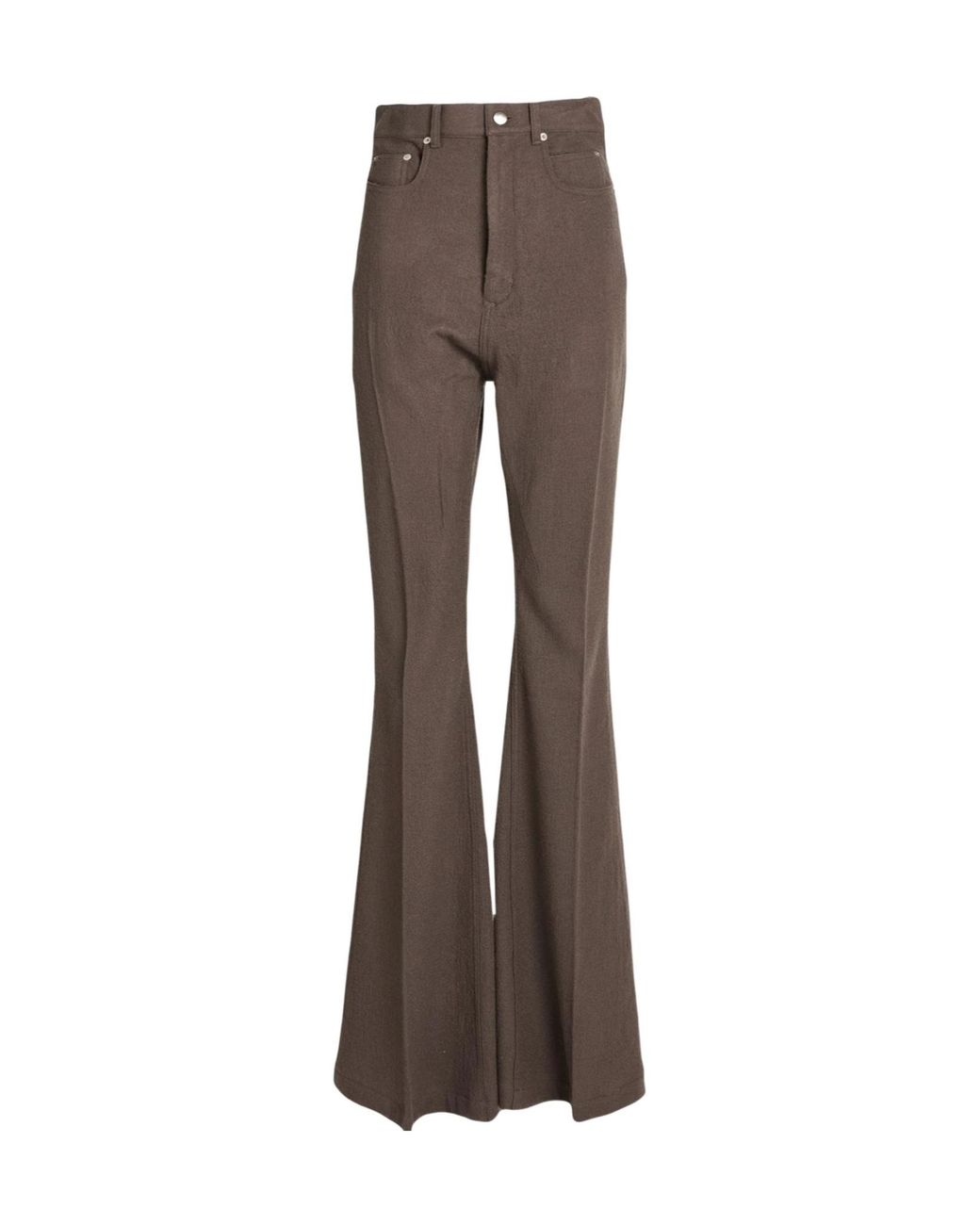 Rick Owens Brown Solid-Color Wool Flare Pants