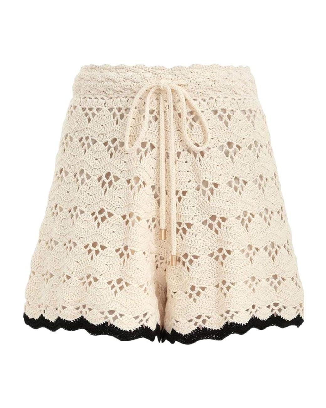 Zimmermann Natural Crochet Shorts