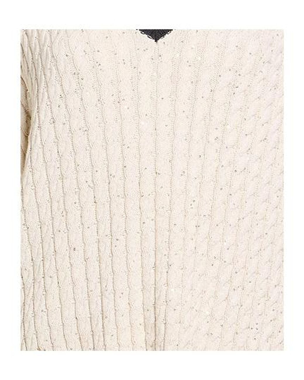 Brunello Cucinelli Natural Twotone Lightweight Knit Sweater