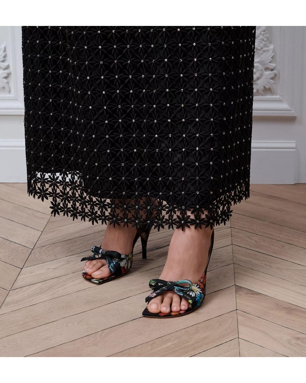 Dior Black Iviera Bow Heeled Slingback Sandal