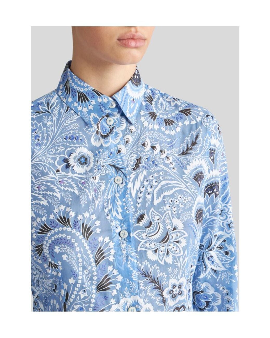 Etro Blue Paisley Printed Buttoned Shirt