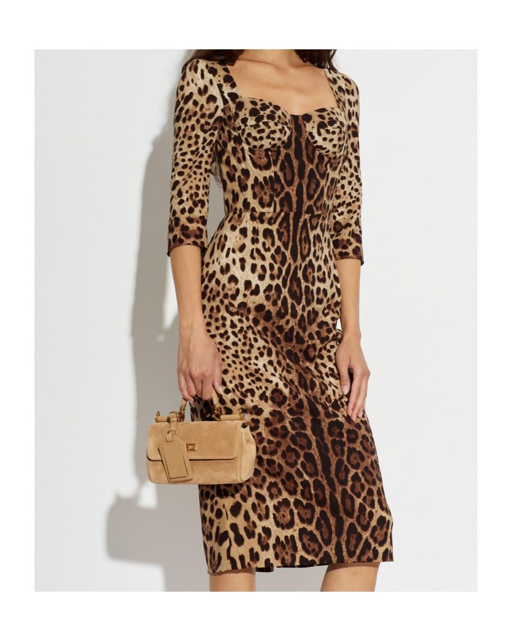 Dolce & Gabbana Natural Fitted Animal-Print Dress