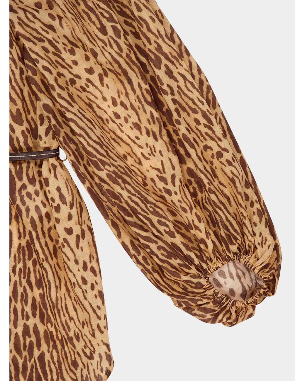 Zimmermann Brown Fluid Blouse With Animal Print