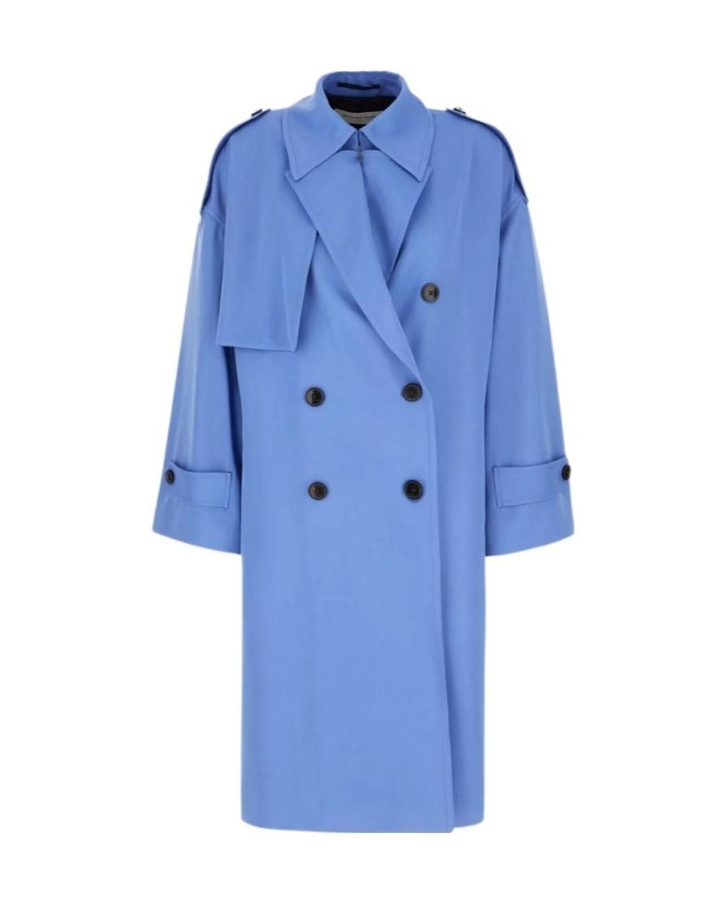 Dries Van Noten Blue Lapel Long-Sleeved Trench Coat