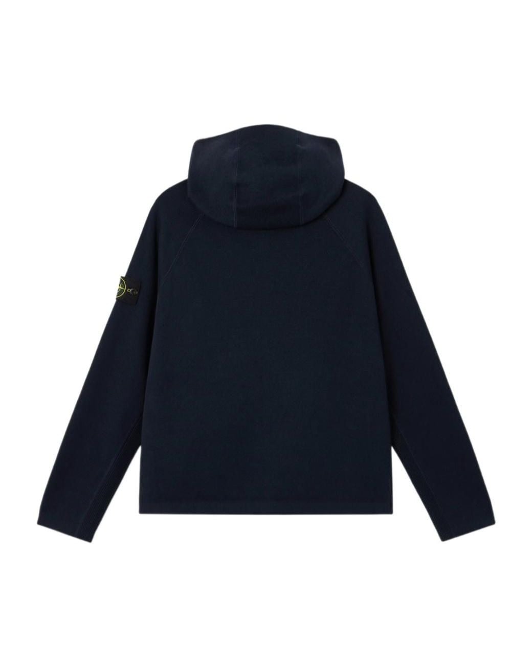 Stone Island Blue Hooded Zipped Cardigan for men