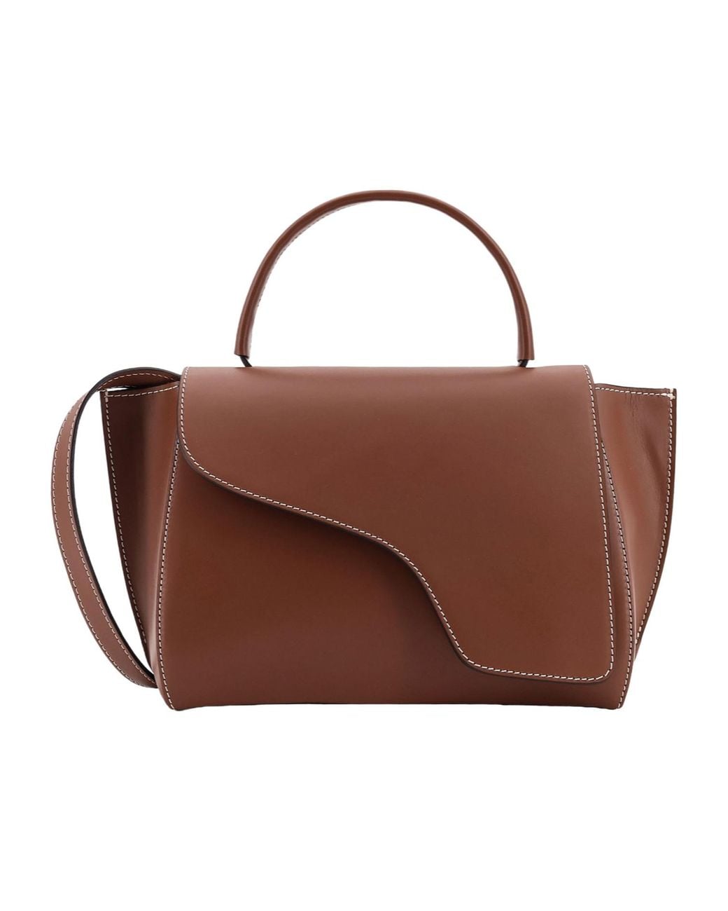 Atp Atelier Brown Asymmetric Flap Shoulder Bag