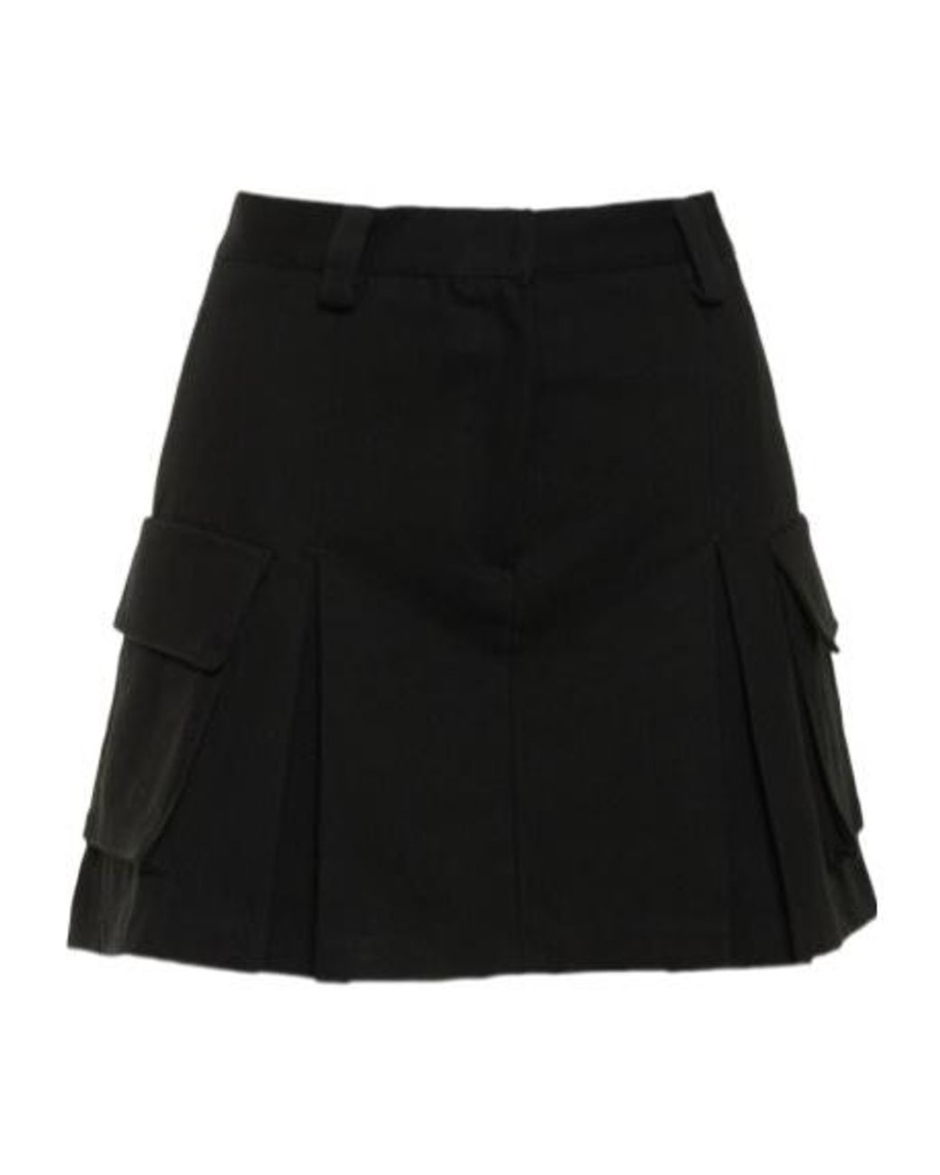Frankie Shop Black Audrey Pleated Cotton Cargo Mini Skirt