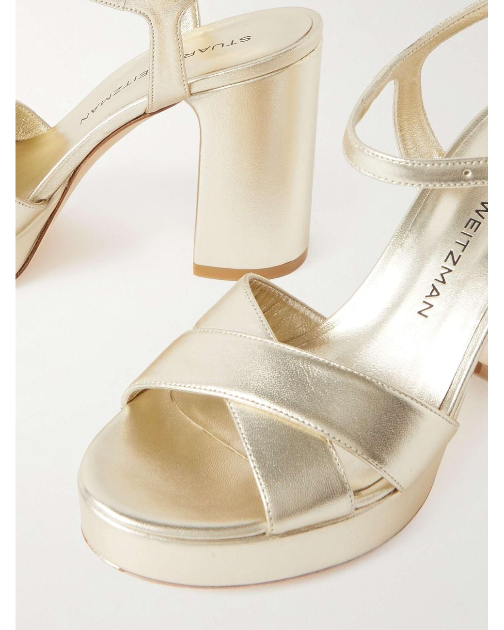 Stuart Weitzman White Round-Headed High-Heeled Sandals