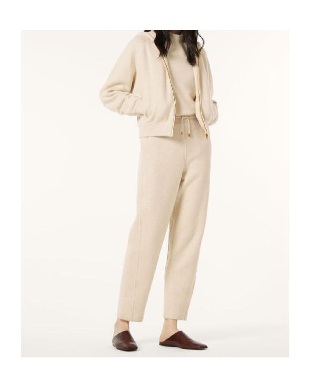 Loro Piana Natural Brienno Zip-Up Knit Hoodie