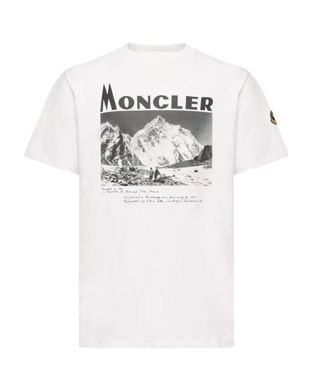 Moncler White K2 Print Short Sleeve Cotton Jersey T-Shirt for men