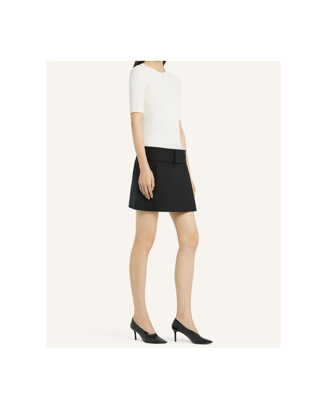 Courreges White Courrèges Logo Embroidered Ribbed-Knit Top