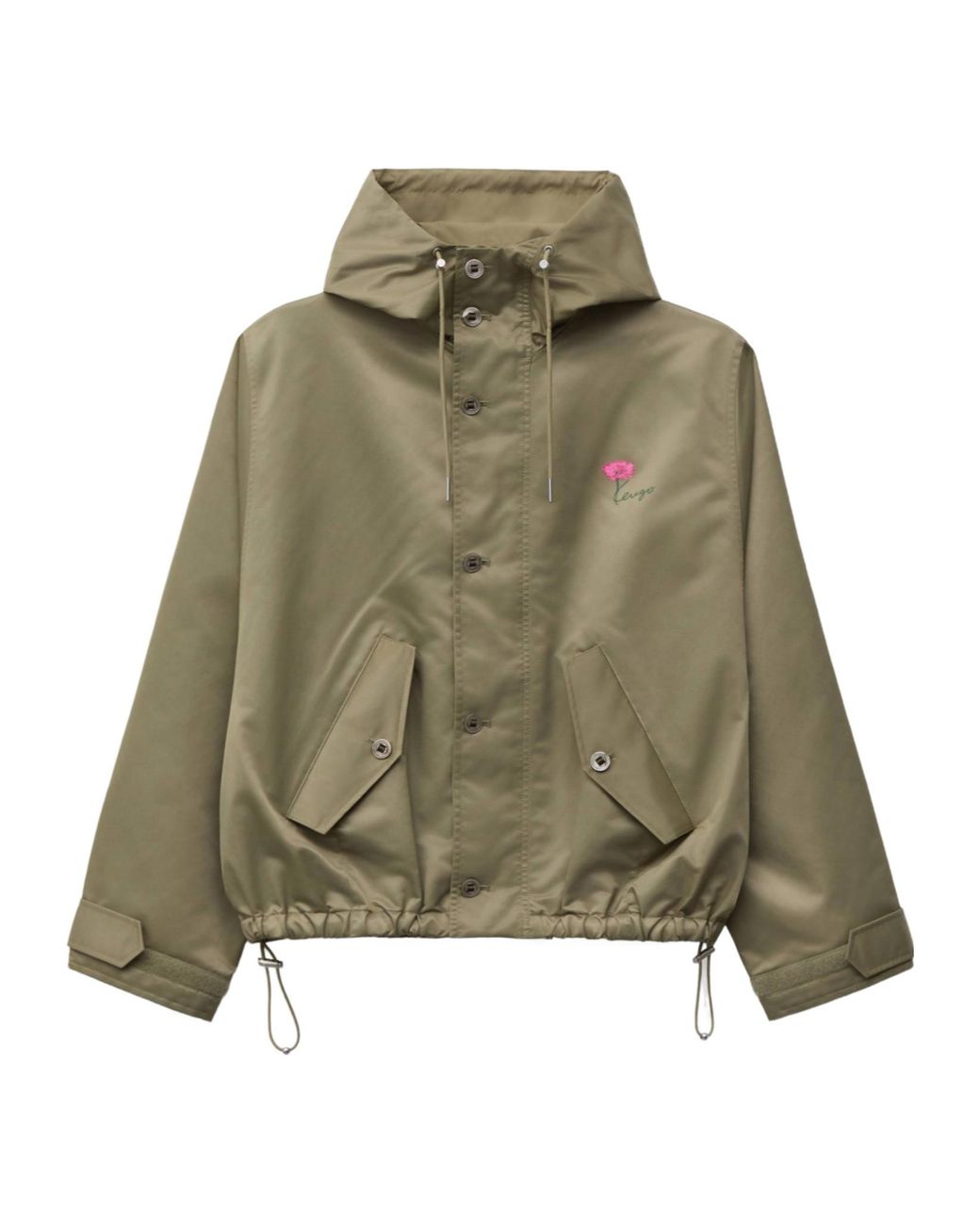 KENZO Green Floral Logo Hooded Jacket
