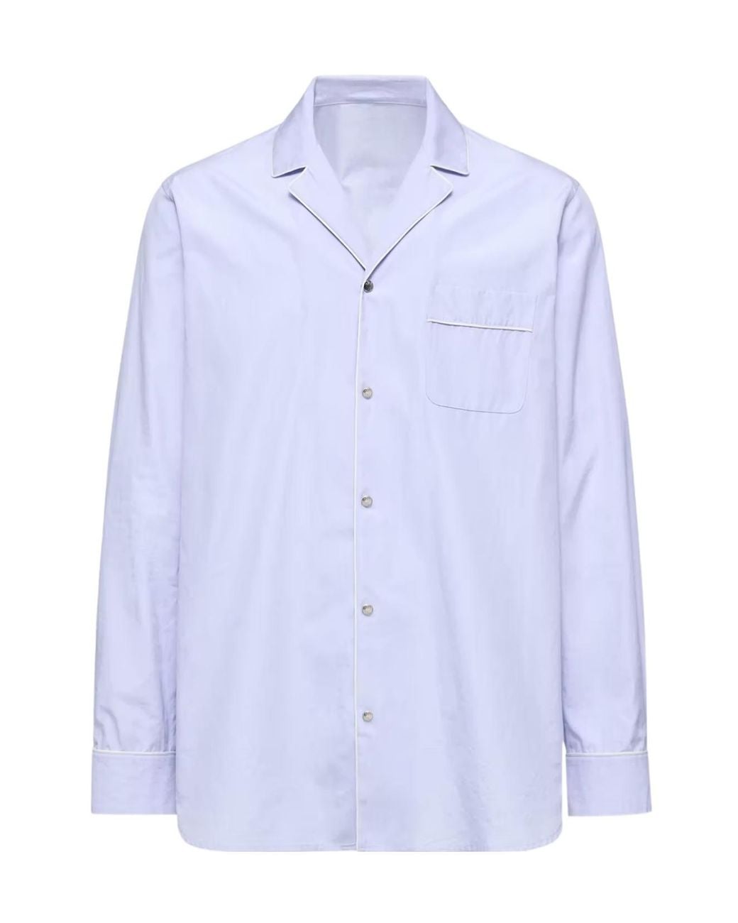 Moncler Blue Fil-À-Fil Cotton Long Sleeve Shirt for men