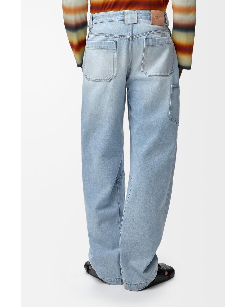 Loewe Blue Washed-Effect Panelled Jeans for men