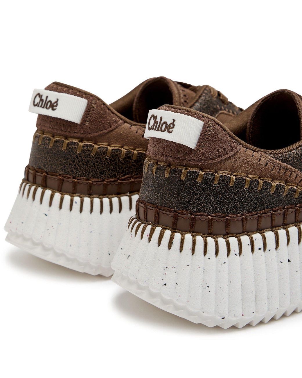 Chloé Brown Patchwork Thick-Soled Casual Shoes