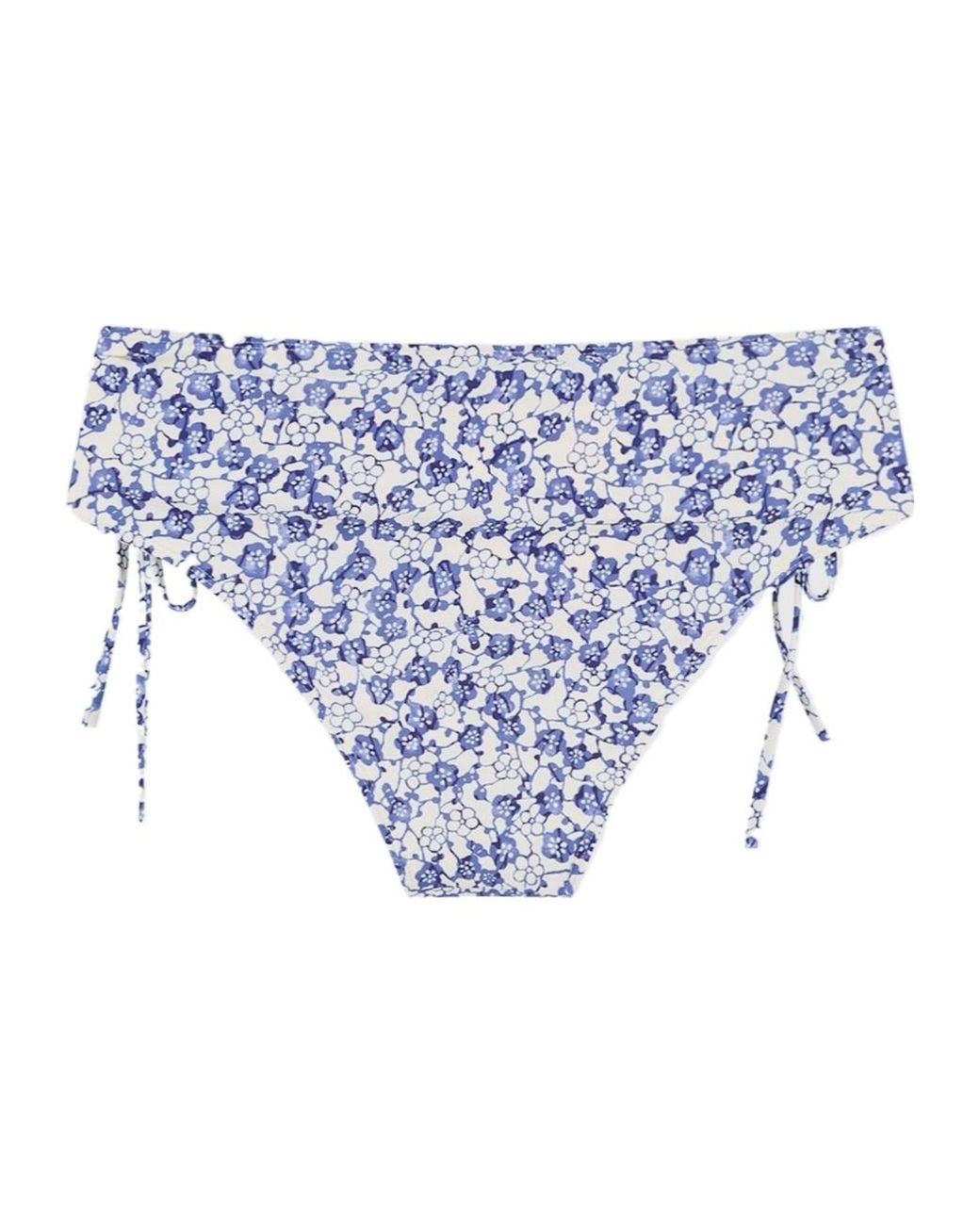 Isabel Marant Blue Floral Printed Tie Fastened Bikini Briefs