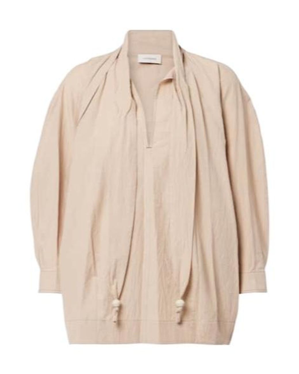 Lemaire Natural Tie-Neck Cotton Crêpe Blouse