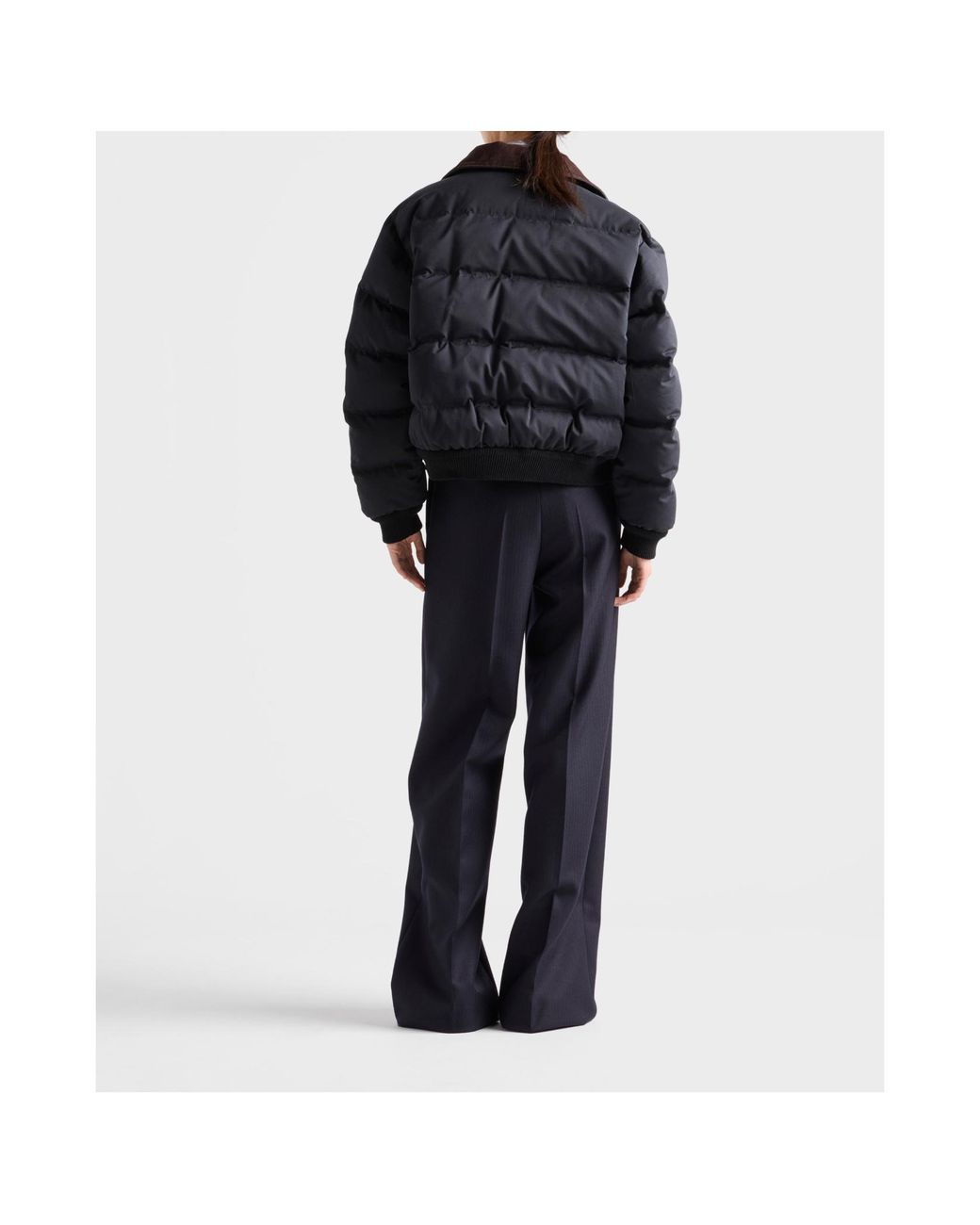 Prada Blue Cropped Compact Poplin Down Jacket