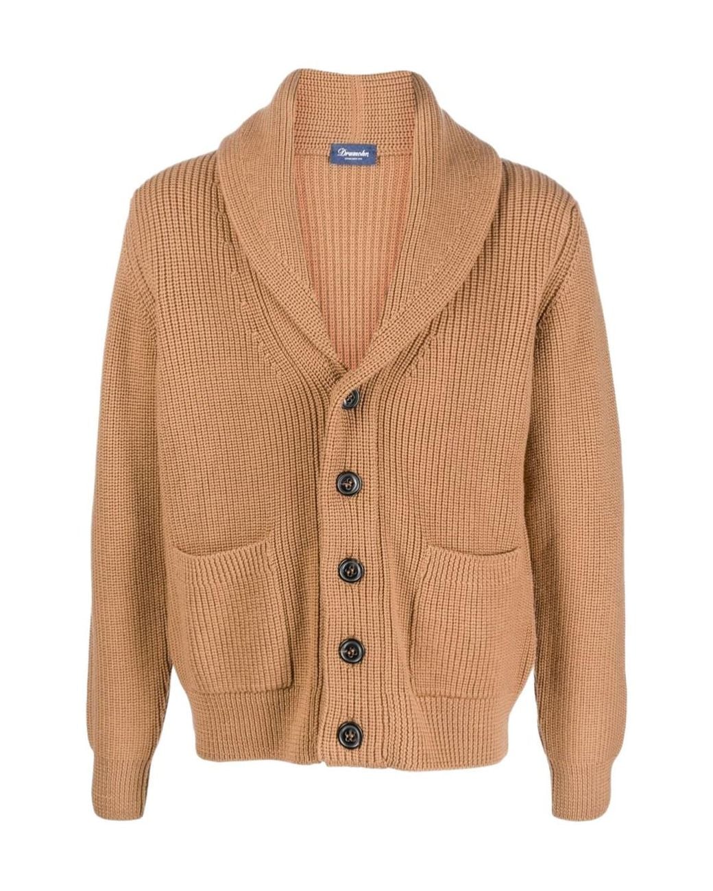 Drumohr Brown Shawl Collar Buttoned Cardigan for men
