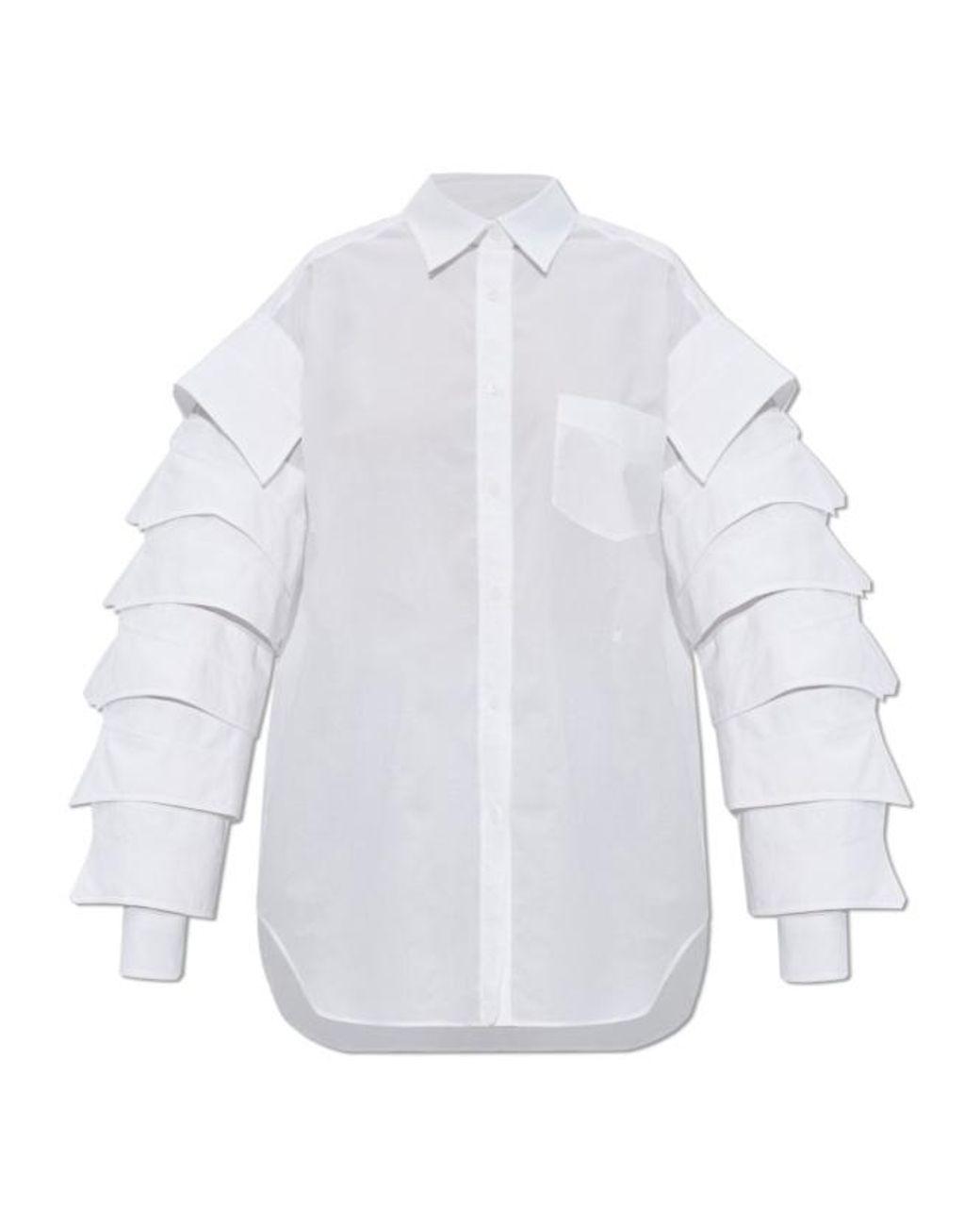 Moschino White Flared Curved Hem Shirt