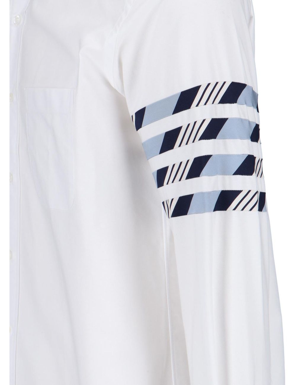 Thom Browne White Bar Striped Buttoned Shirt for men