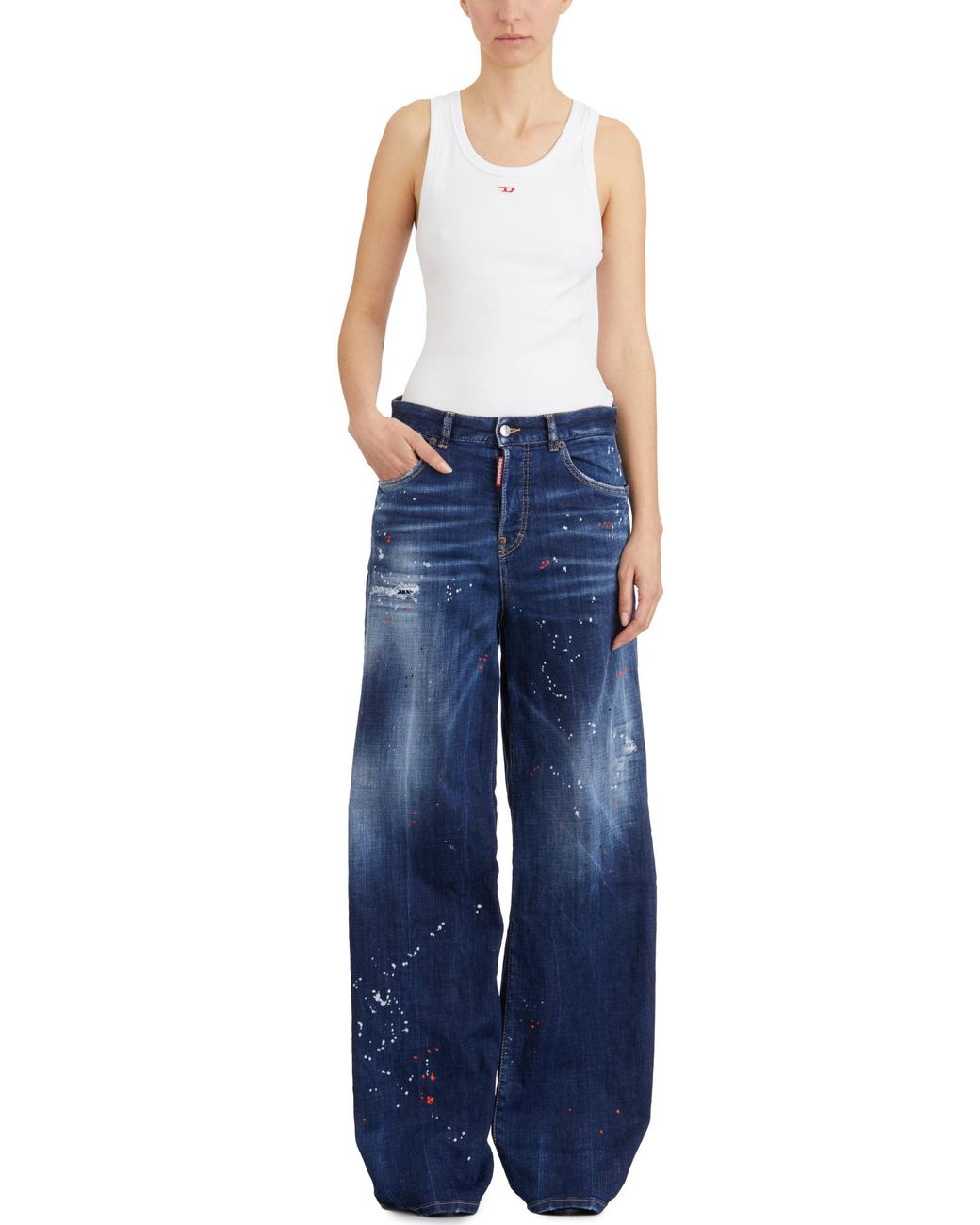 DSquared² Blue Logo-Patch Distressed Jeans