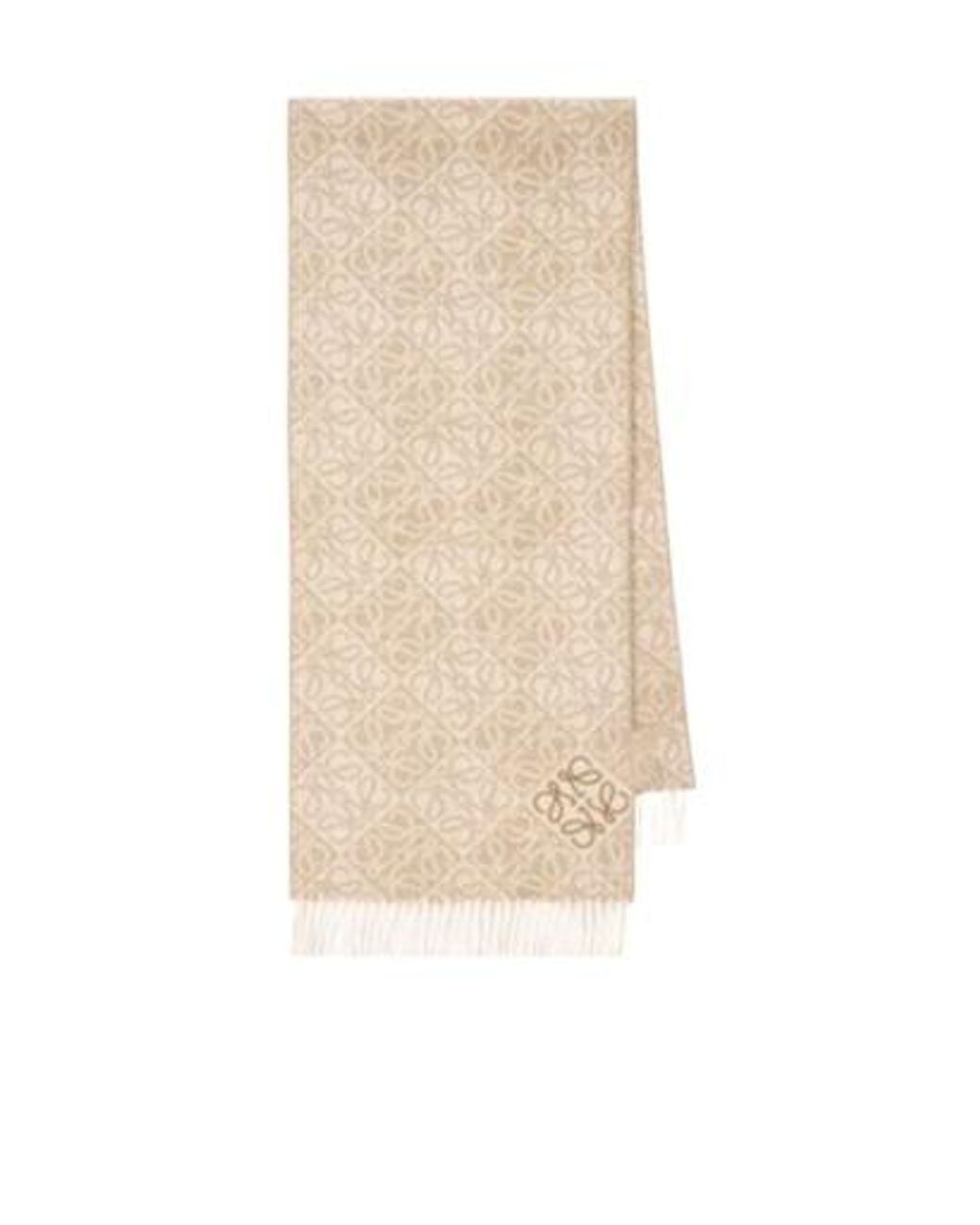 Loewe Natural Monogram Jacquard Fringed Scarf