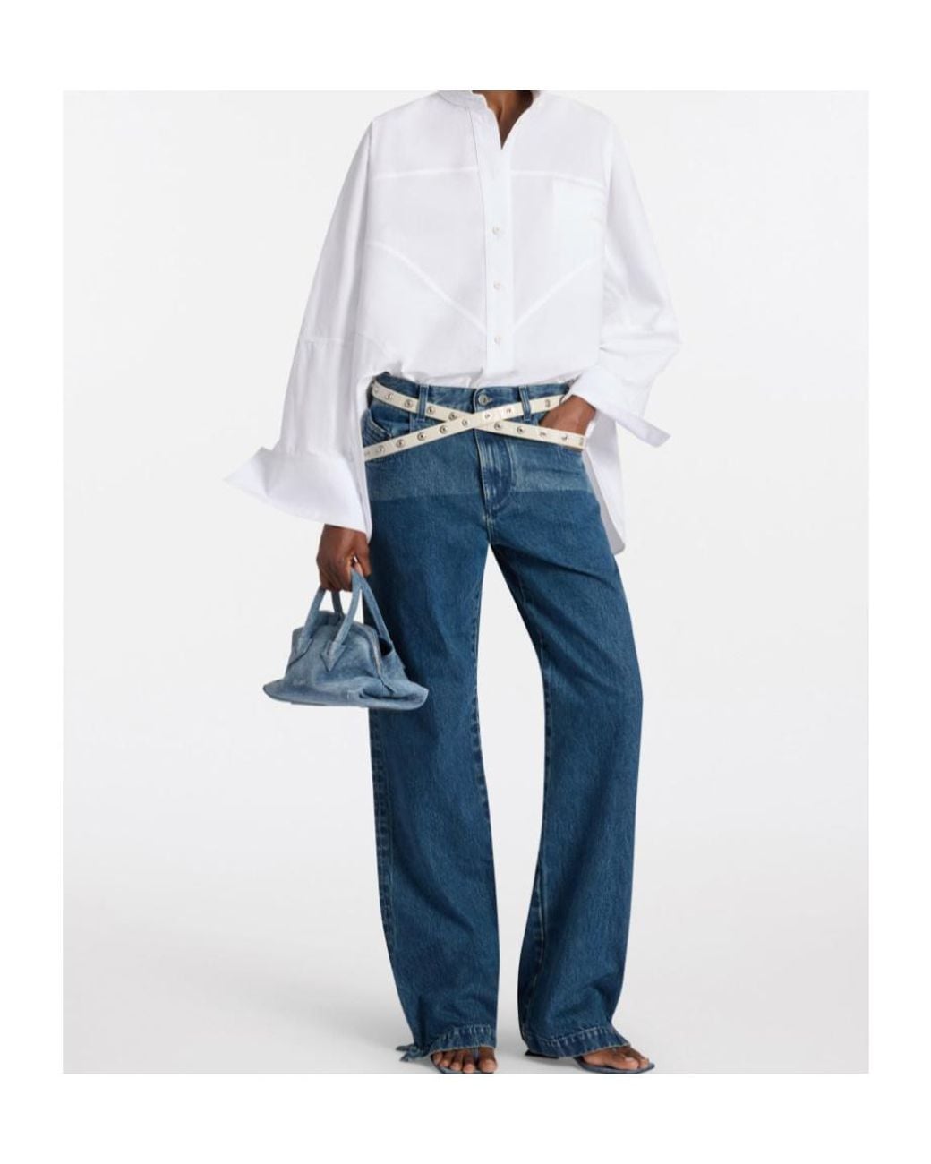 The Attico White The Oversized Shaped Hem Shirt