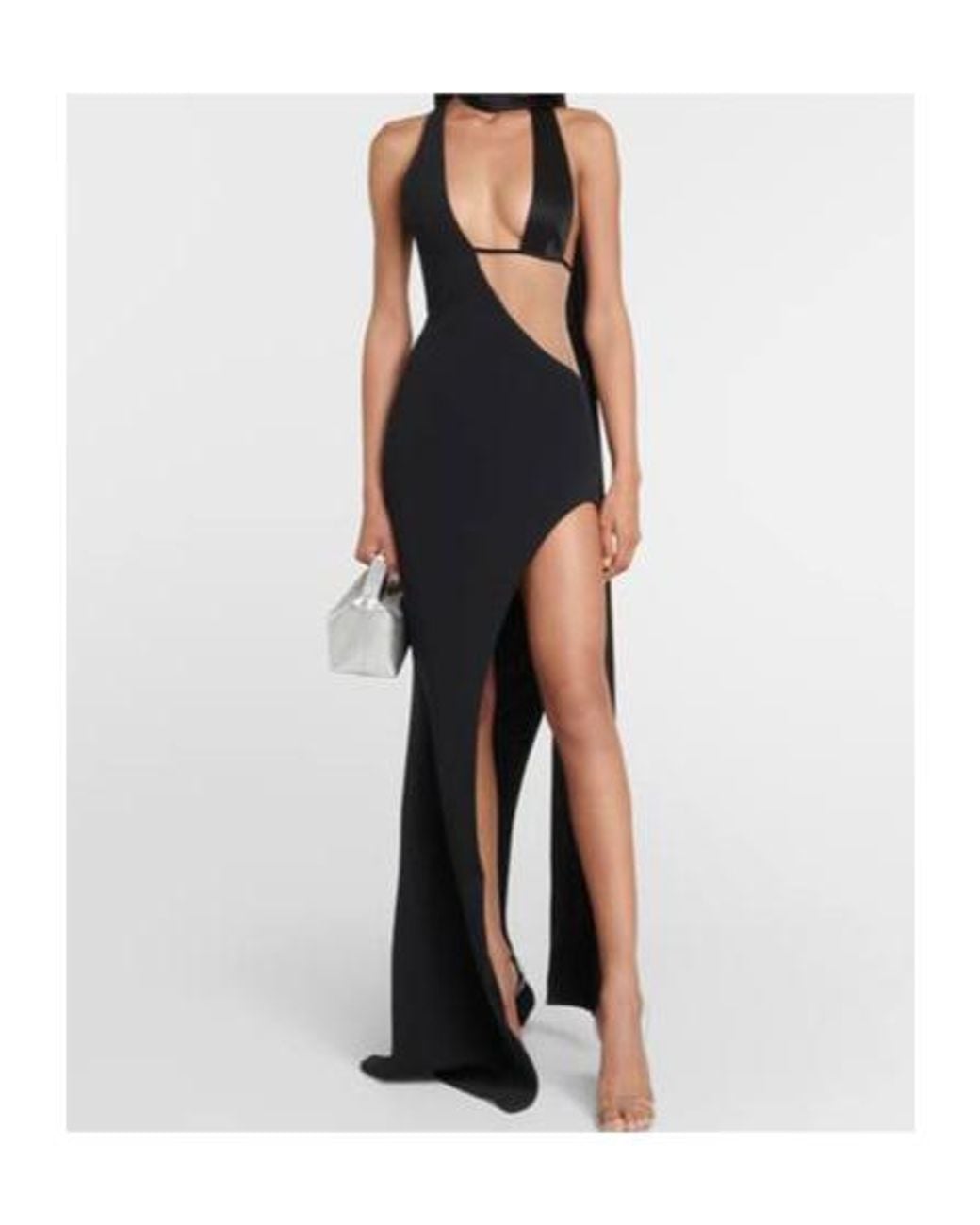 David Koma Black Cutout Satin Gown