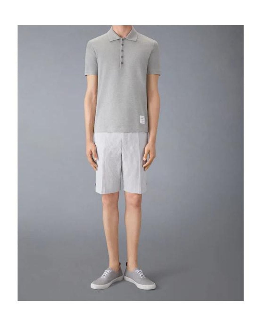 Thom Browne Gray Bar Short-Sleeved Polo Shirt for men