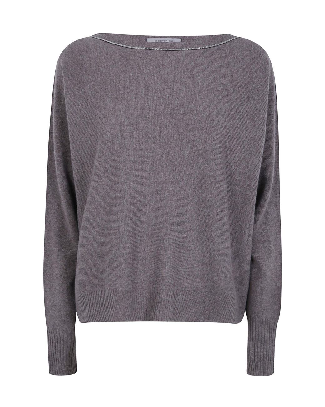D.exterior Gray Relaxed Round-Neck Knitted Sweater