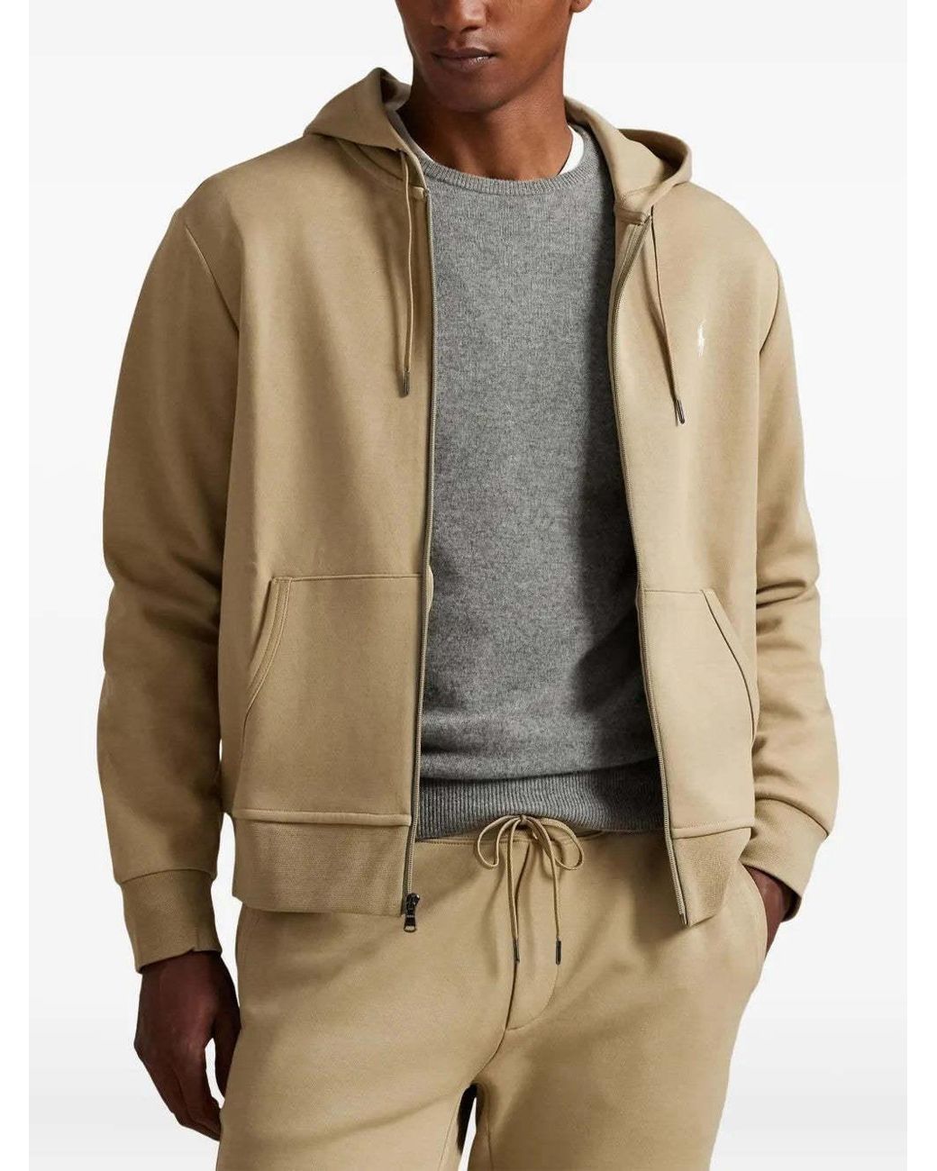 Ralph Lauren White Polo Pony Embroidered Zip-Up Hoodie for men