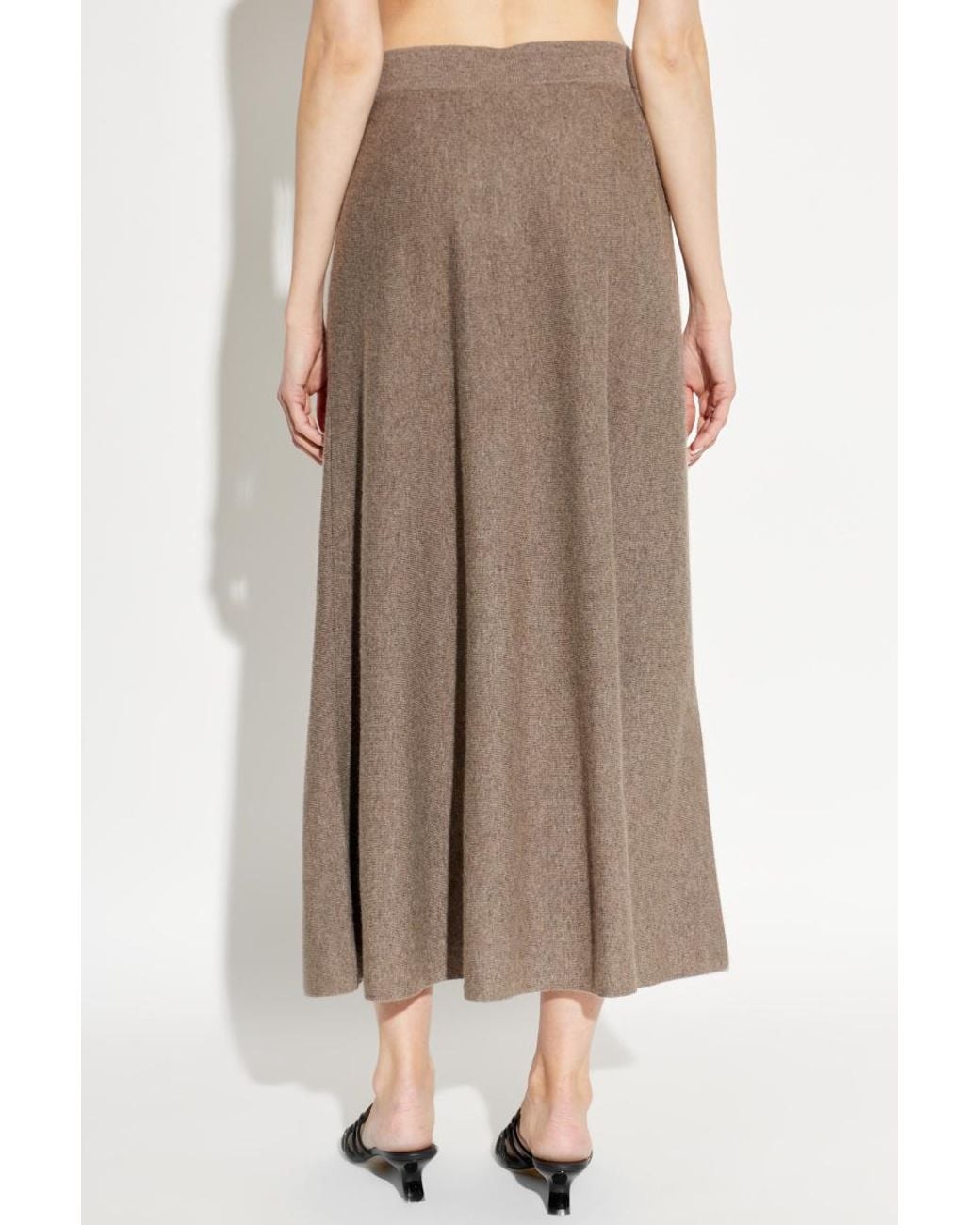 Lisa Yang Brown Torie Ribbed Knitted Skirt