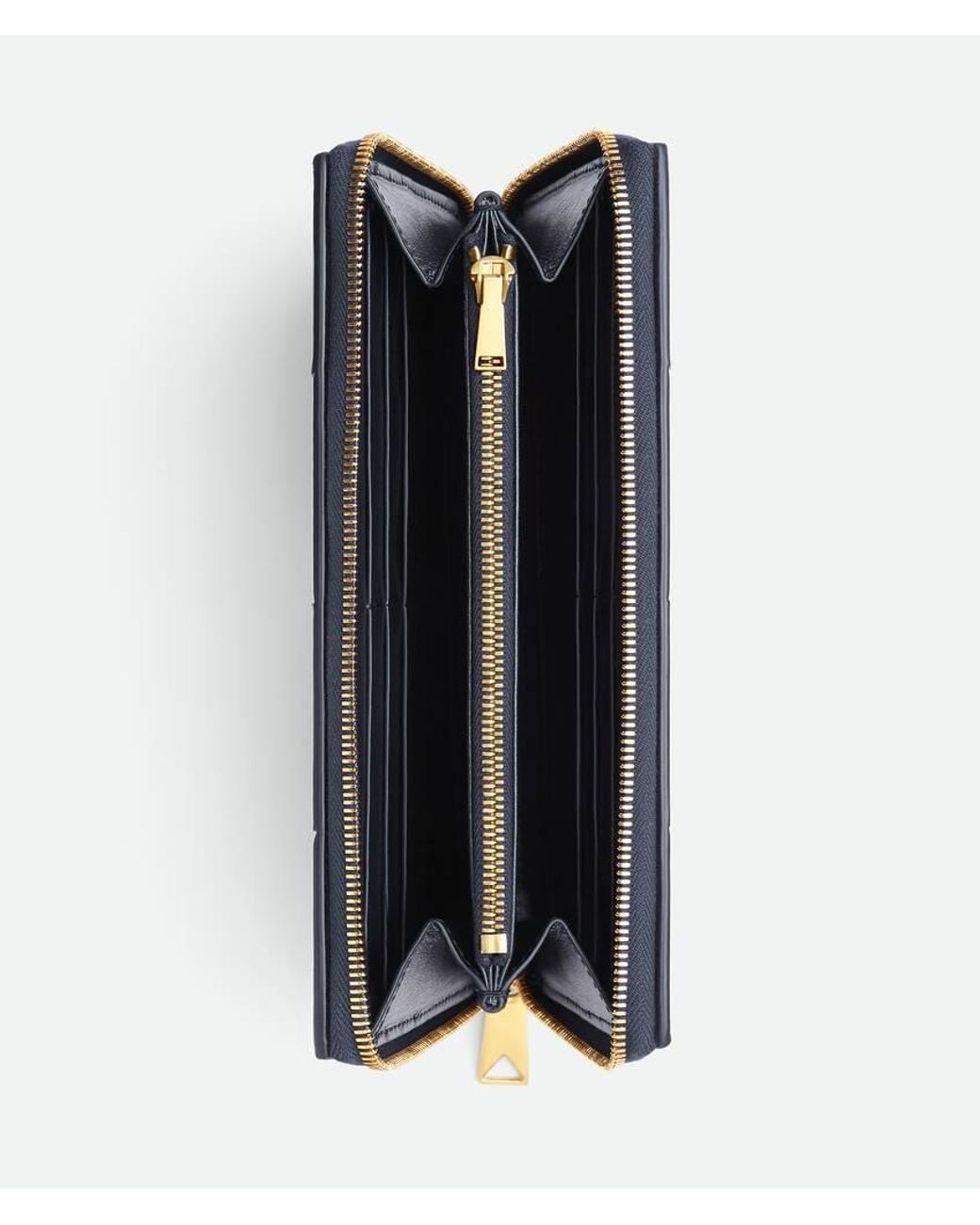 Bottega Veneta Blue Cassette Zip Around Wallet