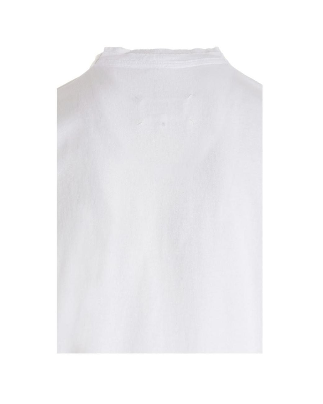 Maison Margiela White Patch Detailed Crewneck T-Shirt for men
