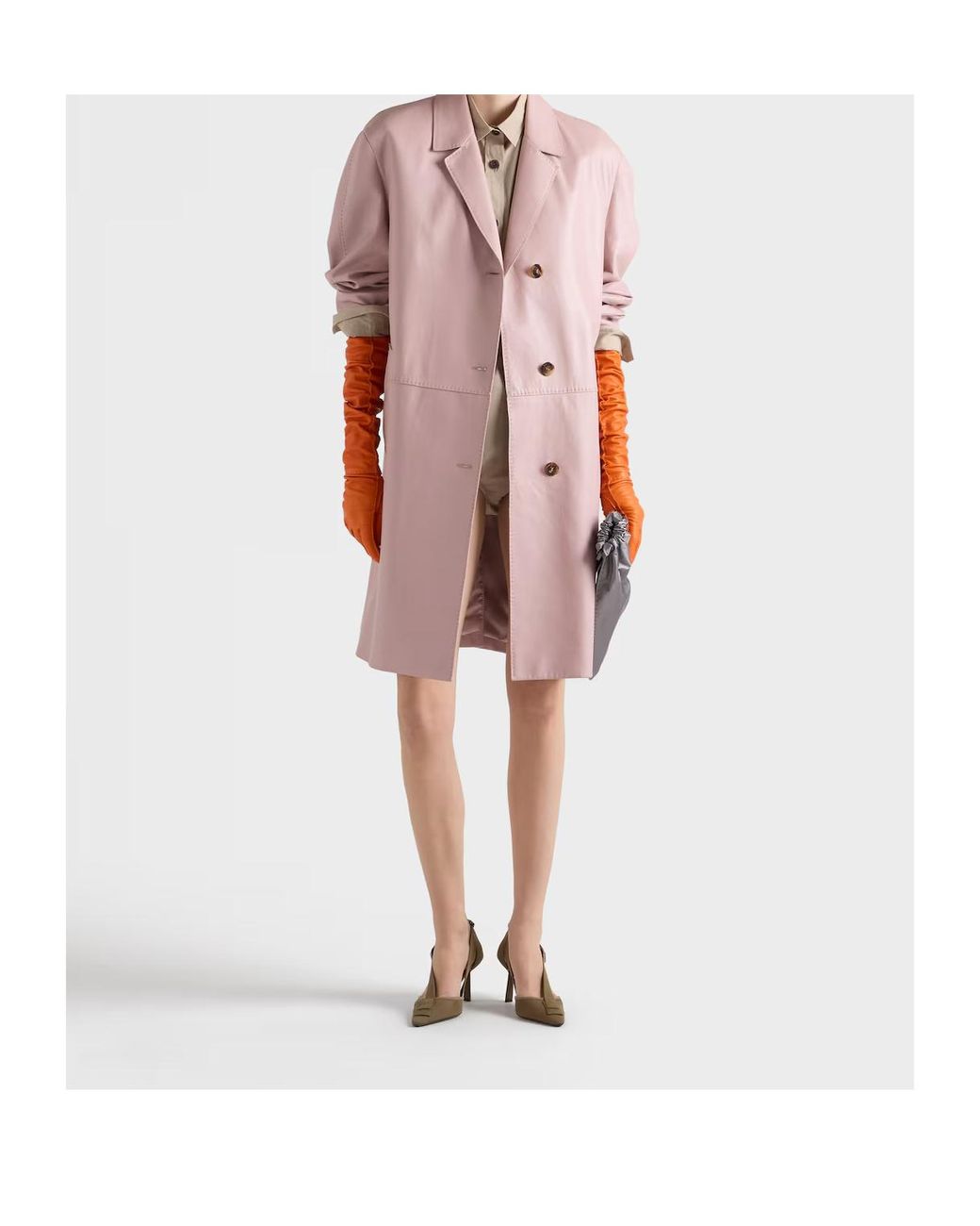 Prada Pink Nappa Leather Coat