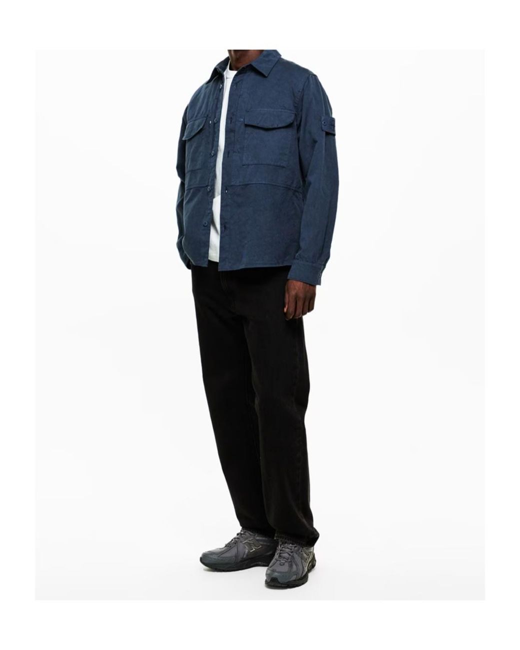 Stone Island Blue Logo-Stamped Casual Jacket for men
