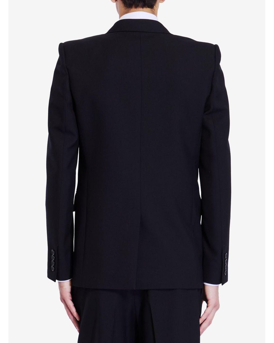Saint Laurent Black Double-Breasted Long-Sleeved Jacket for men