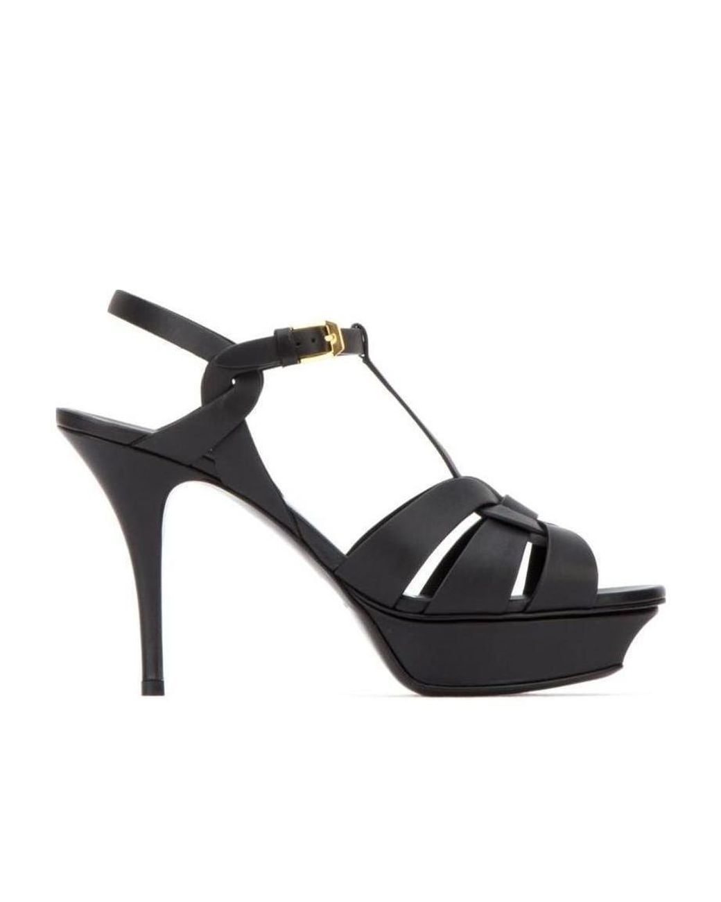 Saint Laurent Black Tribute Platform Sandals