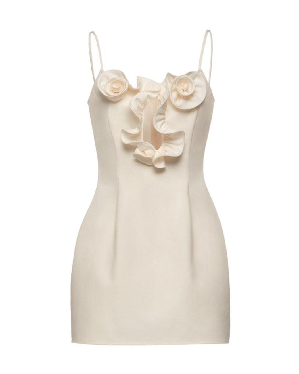 Magda Butrym Natural Floral-Applique Cut-Out Mini Dress