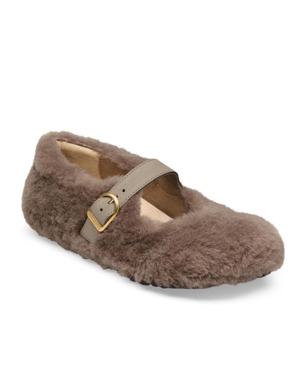 Birkenstock Brown Furry Buckled Clogs