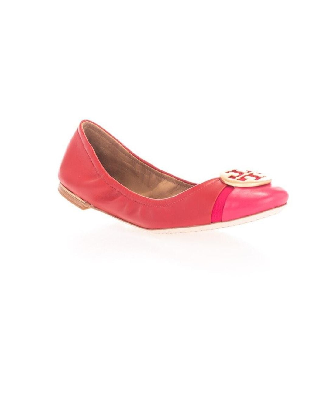 Tory Burch Pink Logo Plaque Ballerina Shoes