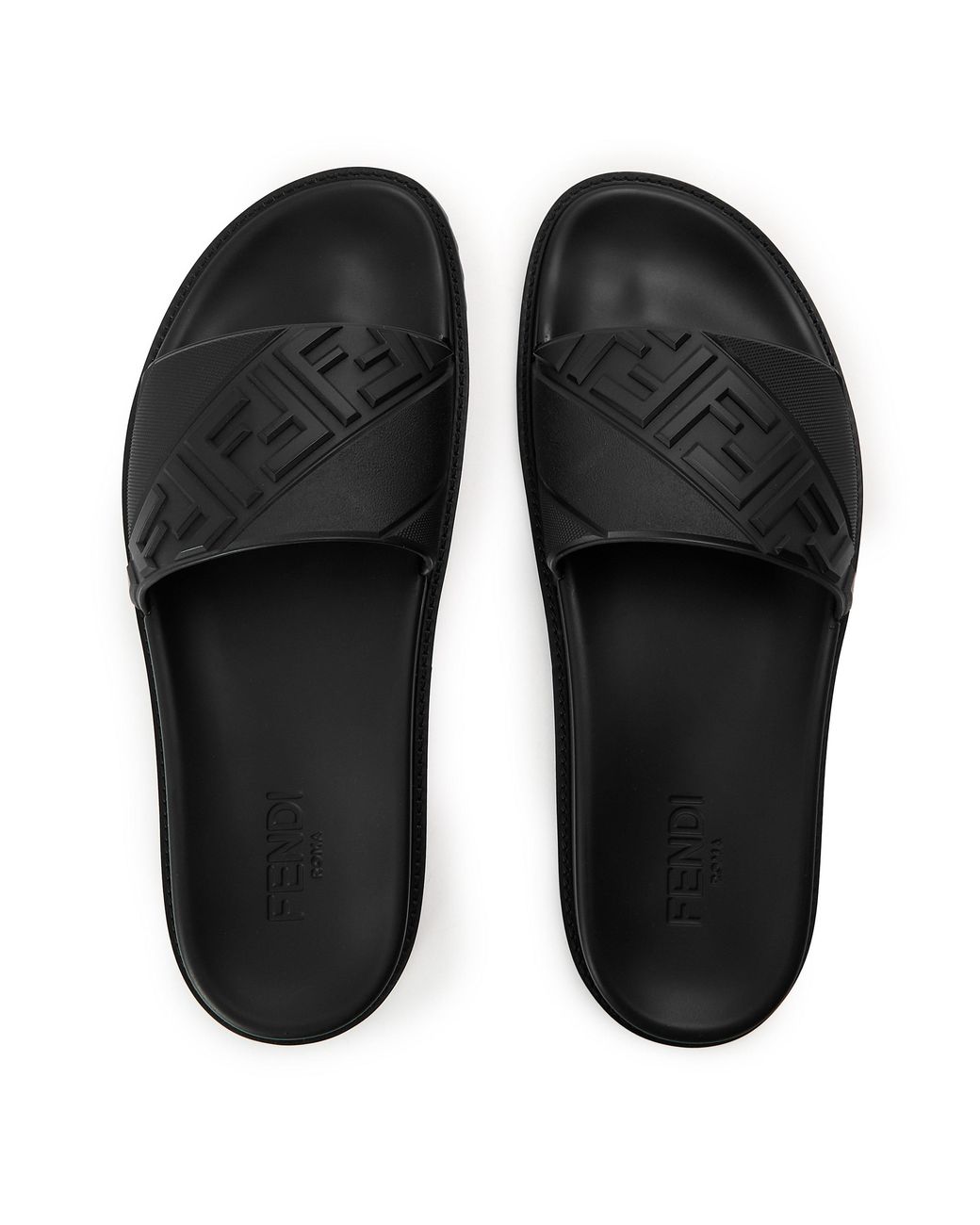 Fendi Black Solid Color Slippers for men